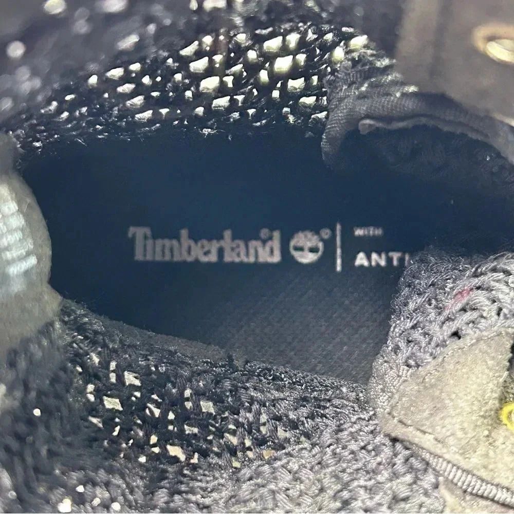 Timberland Black Suede Weave Knit Upper Ankle Boots Combat Bootie Women’s Size 9 - Picture 9 of 10